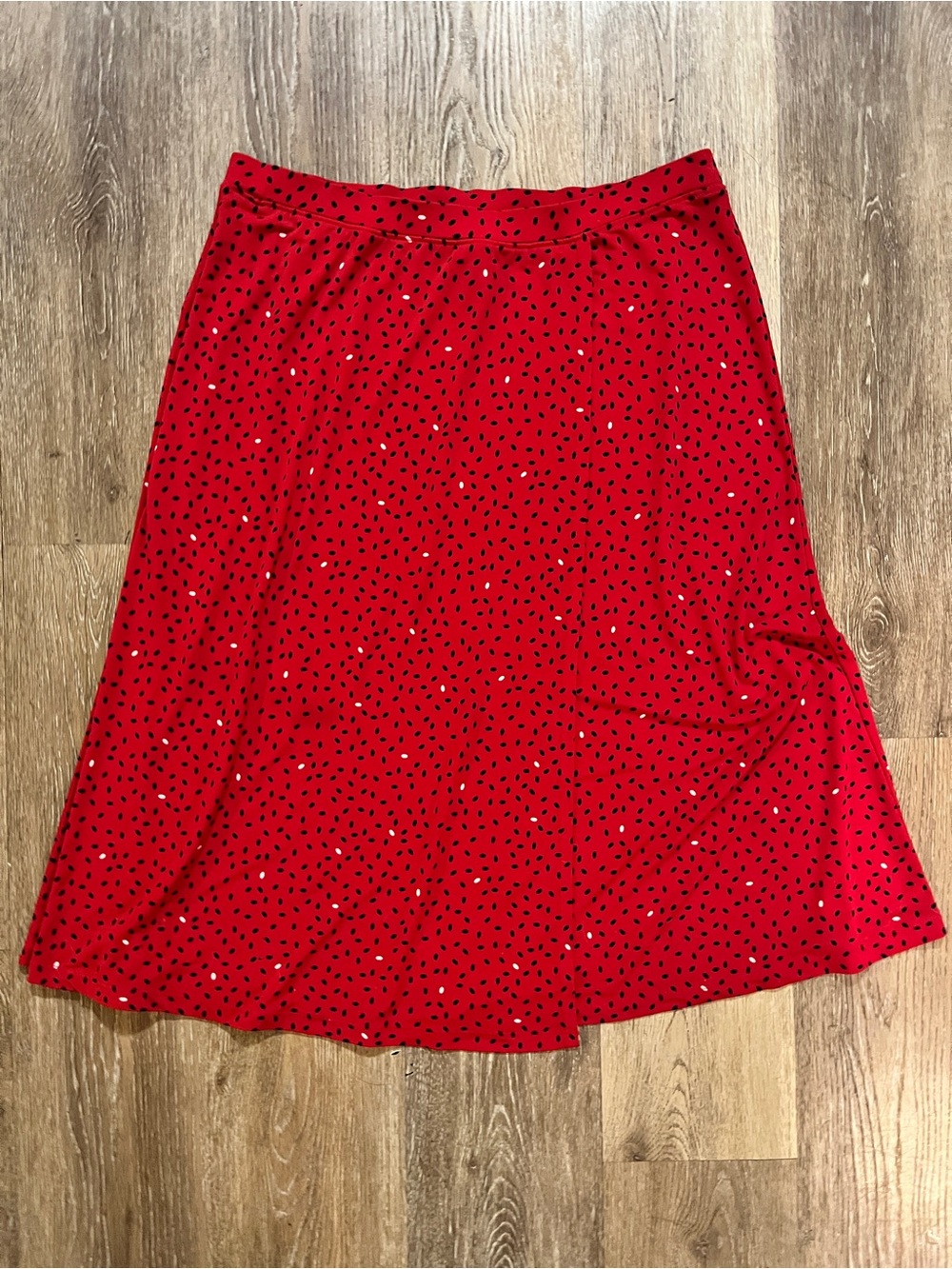 Covington Red A-Line Skirt with Black Dot Print